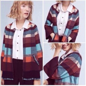 Anthro HWR Plaid Zip Up Sweater Jacket